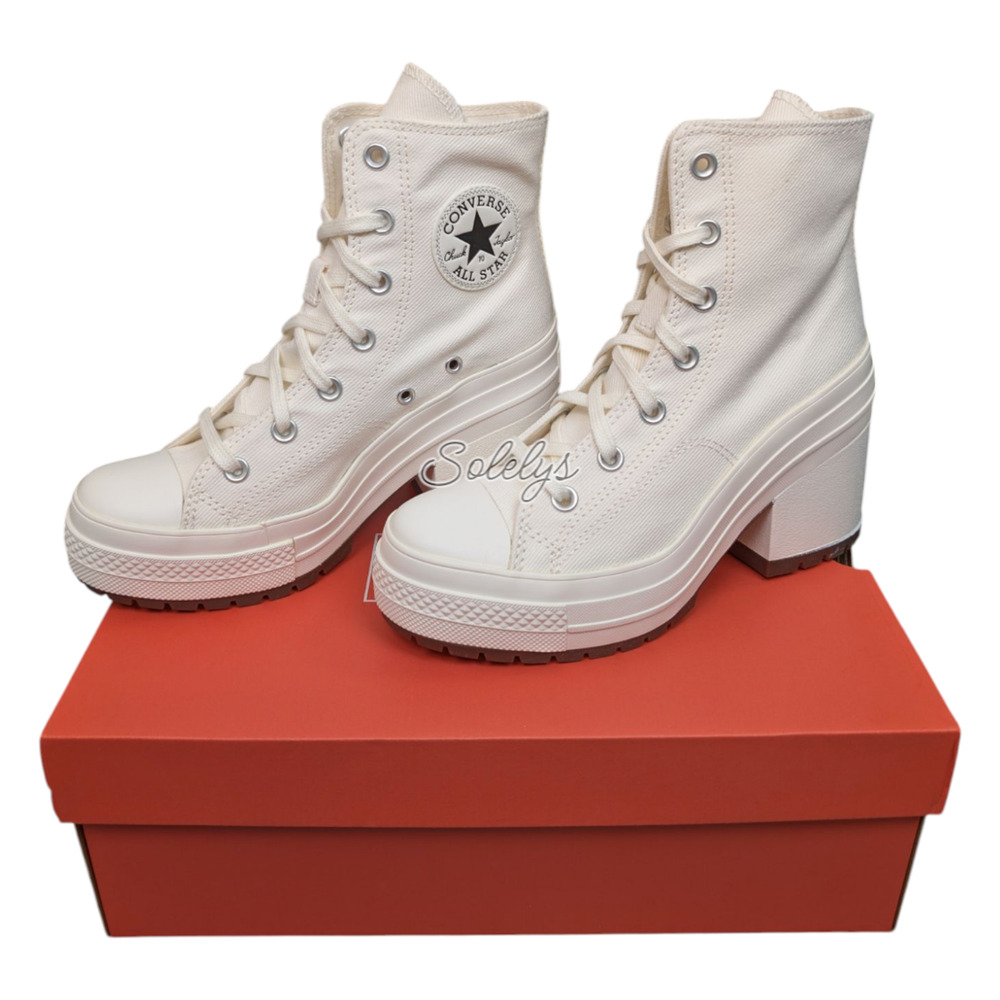 Converse Chuck 70 De Luxe Heel Platform Egret White Sneaker Boot Womens 9.5 NEW - Picture 7 of 10